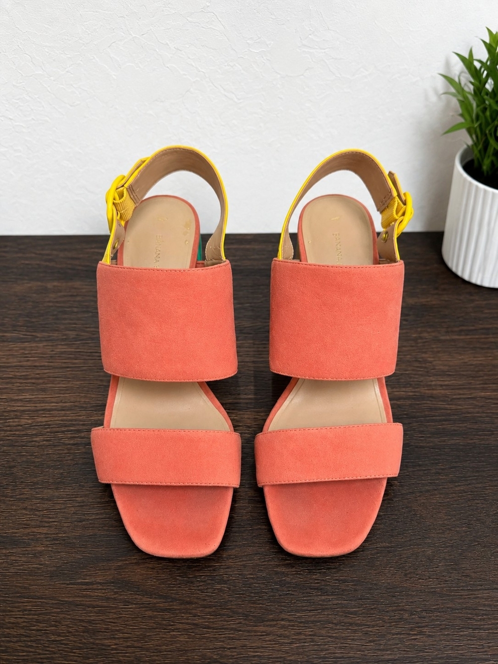 Banana Republic Colorblock Block Heel Sandals – Coral/Yellow/Teal – Women'